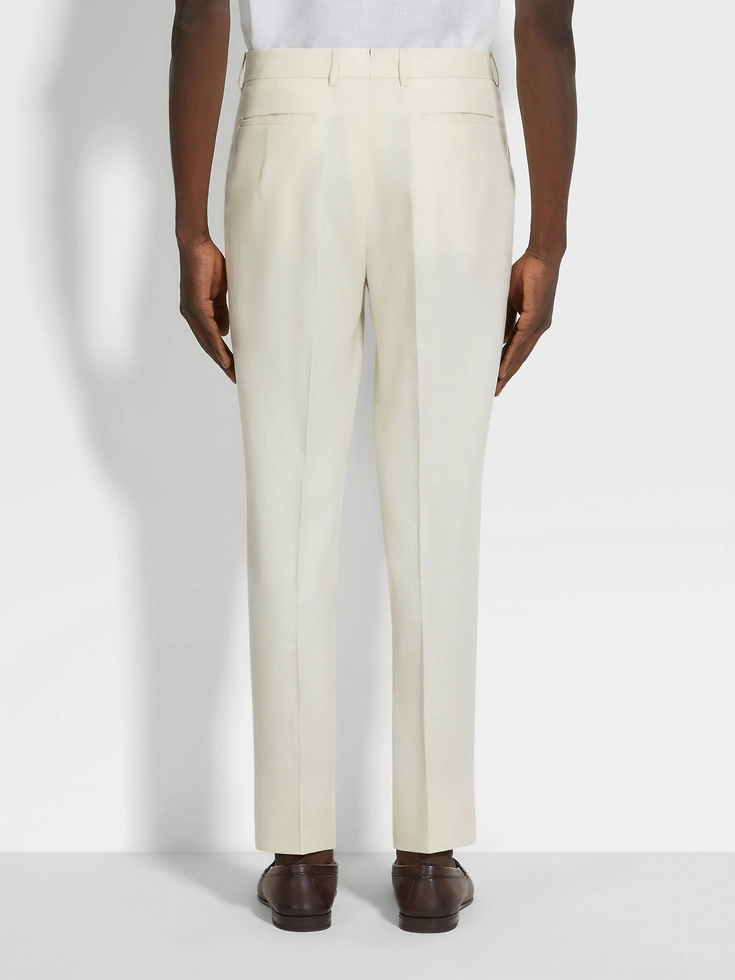 Pantaloni in lino Oasi bianchi Pantaloni in lino Oasi bianchi