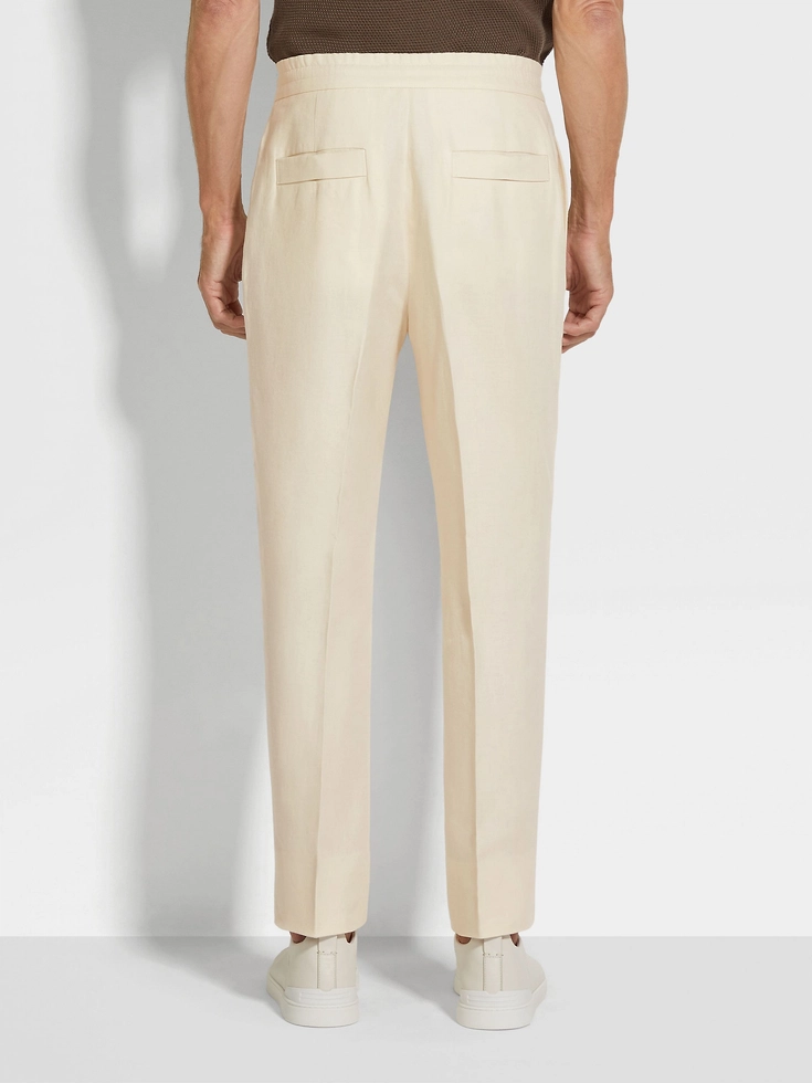 Pantaloni in lino Oasi bianchi Pantaloni in lino Oasi bianchi