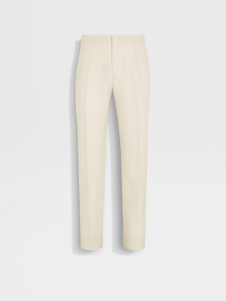 Pantaloni in lino Oasi bianchi