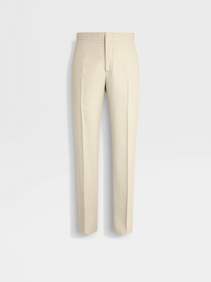 Pantaloni in lino Oasi bianchi