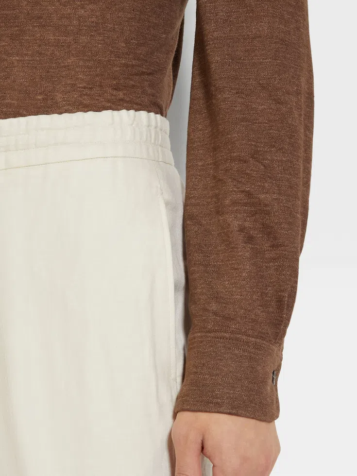 Pantaloni in lino Oasi bianco sporco
