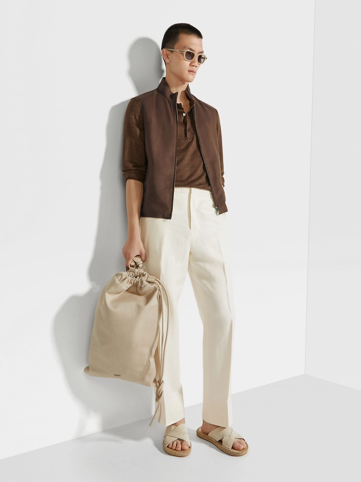 Pantaloni in lino Oasi bianco sporco Pantaloni in lino Oasi bianco sporco