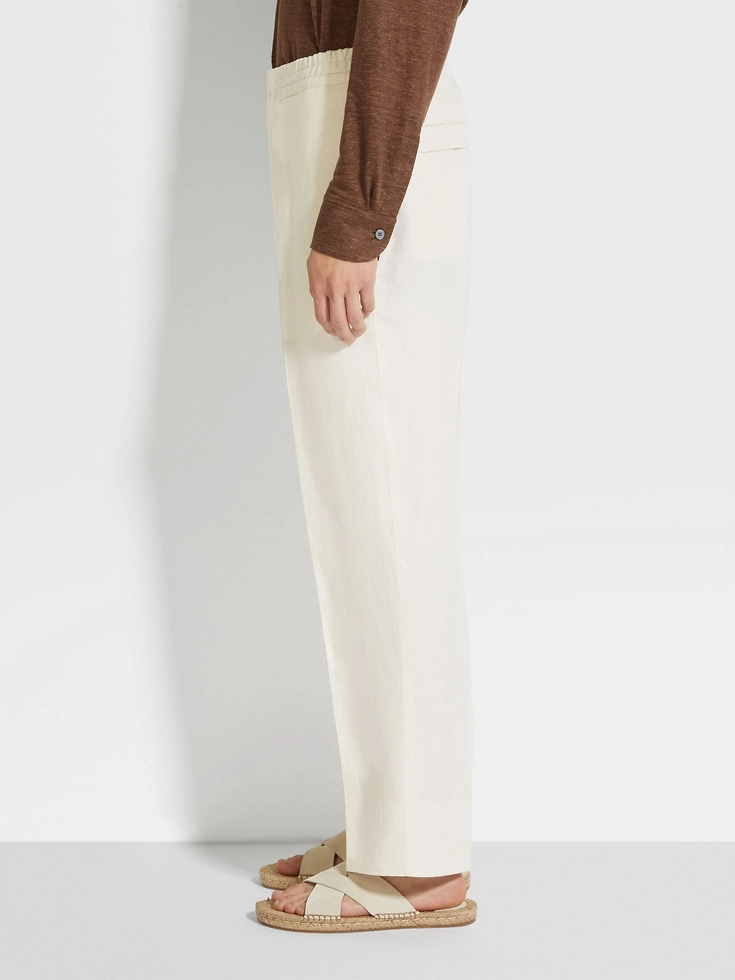 Pantaloni in lino Oasi bianco sporco Pantaloni in lino Oasi bianco sporco