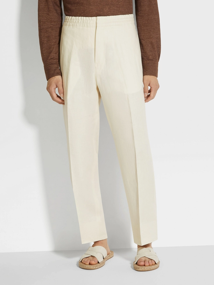Pantaloni in lino Oasi bianco sporco Pantaloni in lino Oasi bianco sporco