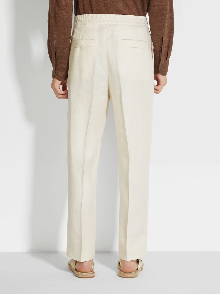 Pantaloni in lino Oasi bianco sporco Pantaloni in lino Oasi bianco sporco