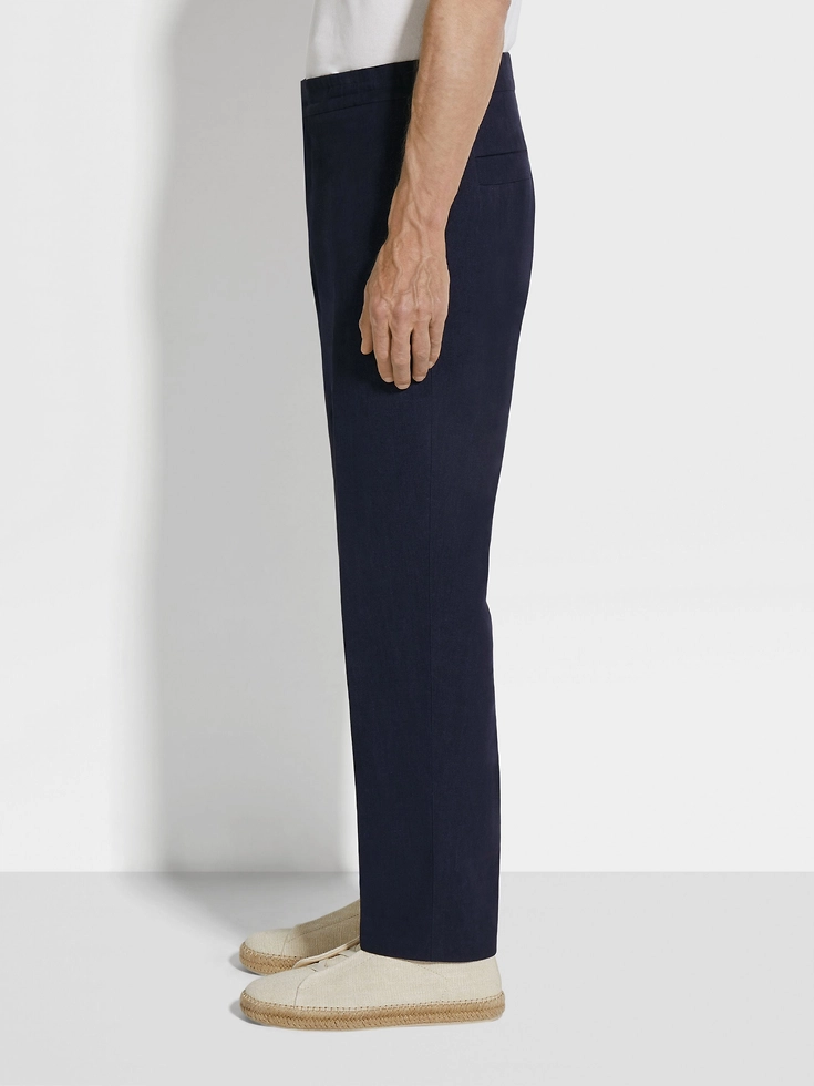 Pantaloni in lino Oasi blu inchiostro Pantaloni in lino Oasi blu inchiostro