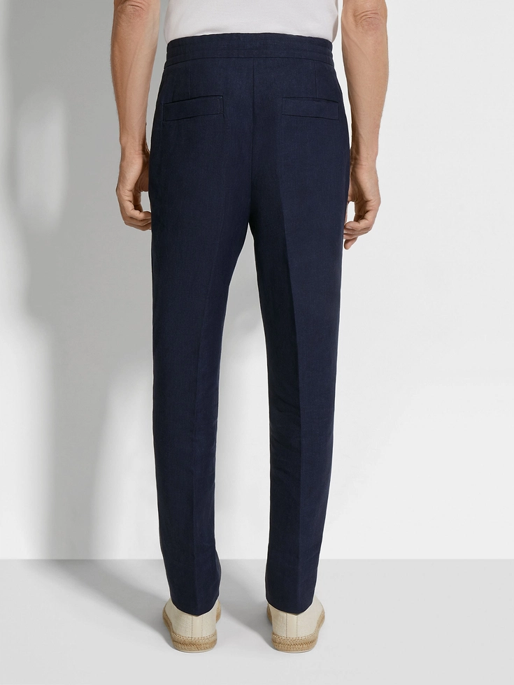 Pantaloni in lino Oasi blu inchiostro Pantaloni in lino Oasi blu inchiostro