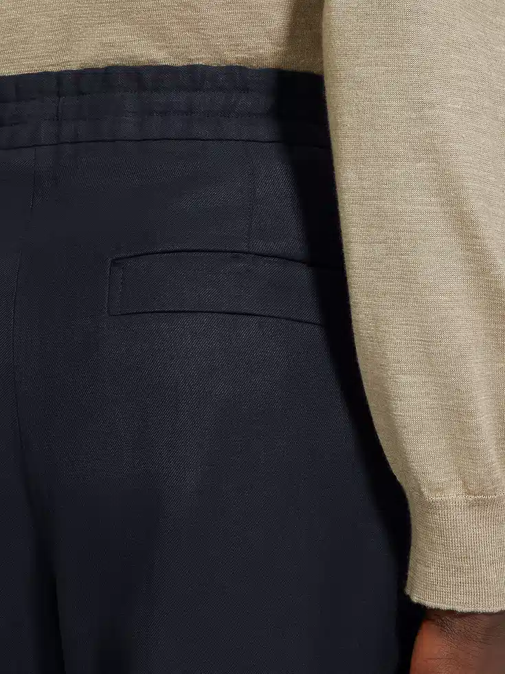 Pantaloni in lino Oasi blu navy