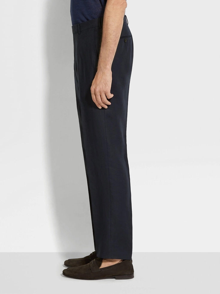 Pantaloni in lino Oasi blu navy Pantaloni in lino Oasi blu navy