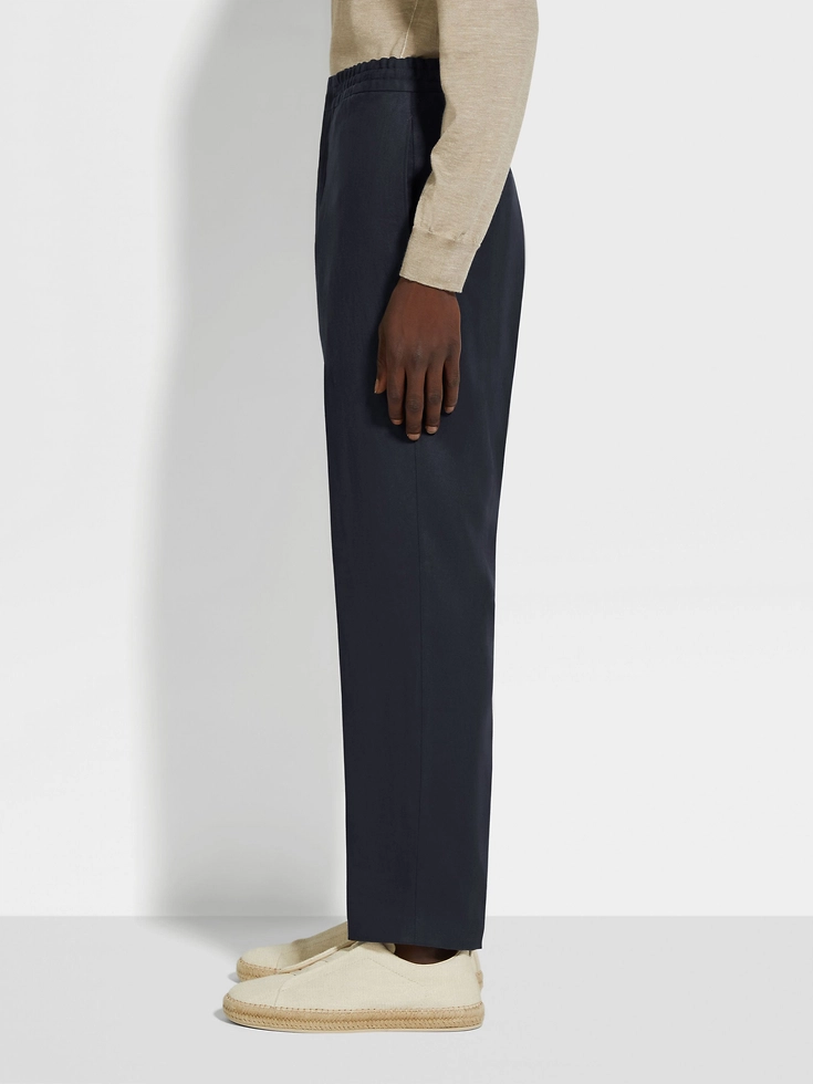 Pantaloni in lino Oasi blu navy Pantaloni in lino Oasi blu navy