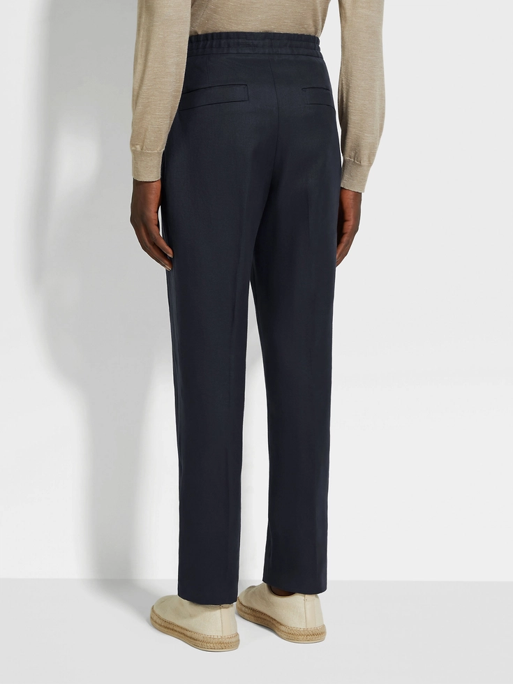 Pantaloni in lino Oasi blu navy Pantaloni in lino Oasi blu navy