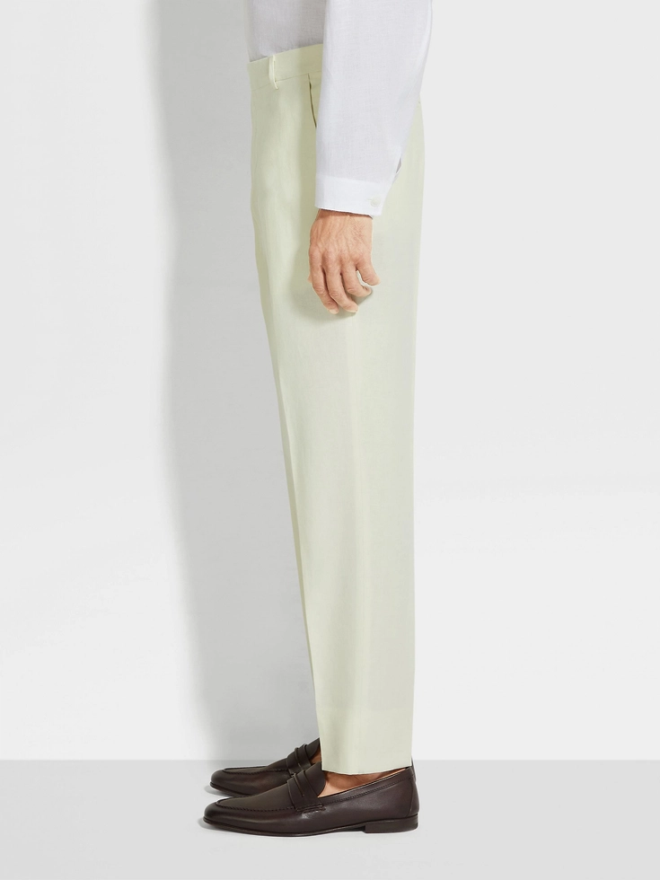Pantaloni in lino Oasi giallo chiaro Pantaloni in lino Oasi giallo chiaro
