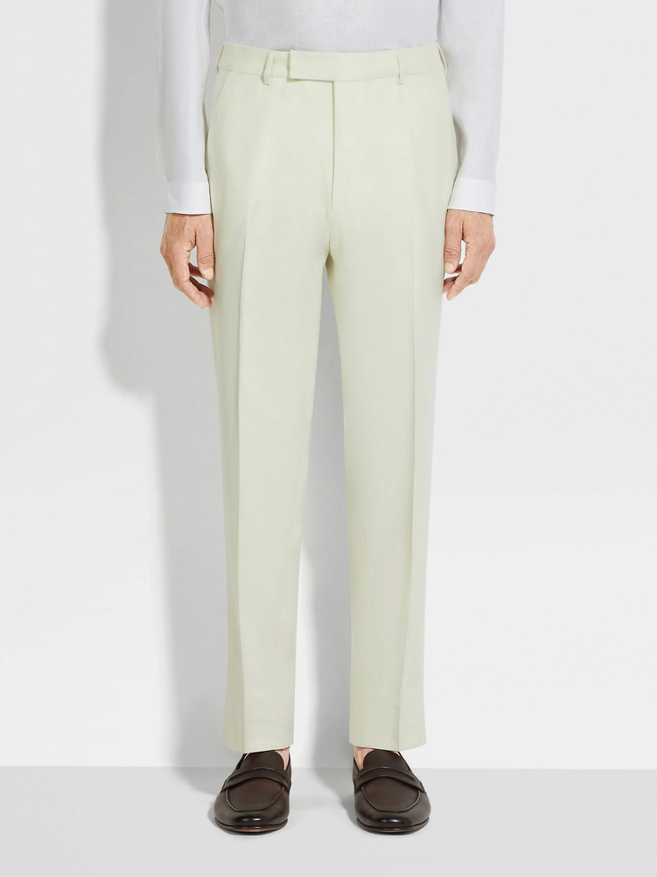 Pantaloni in lino Oasi giallo chiaro Pantaloni in lino Oasi giallo chiaro