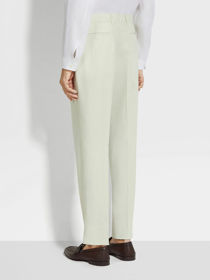 Pantaloni in lino Oasi giallo chiaro Pantaloni in lino Oasi giallo chiaro