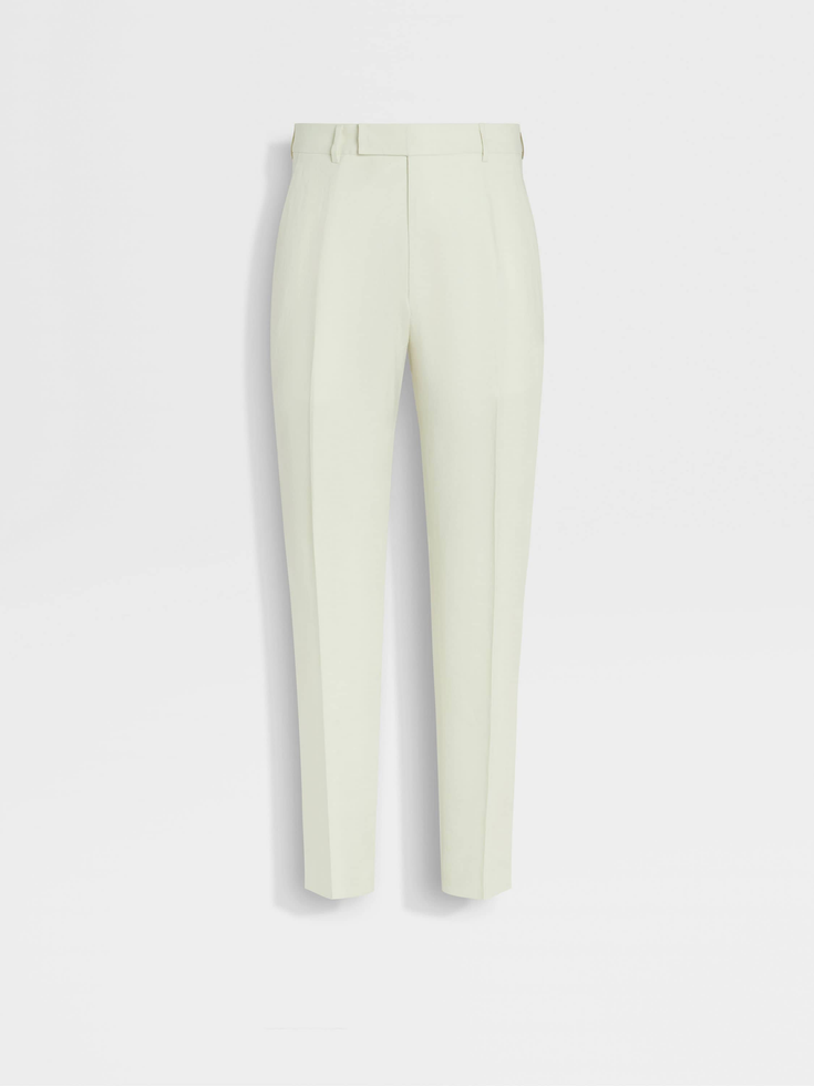 Pantaloni in lino Oasi giallo chiaro