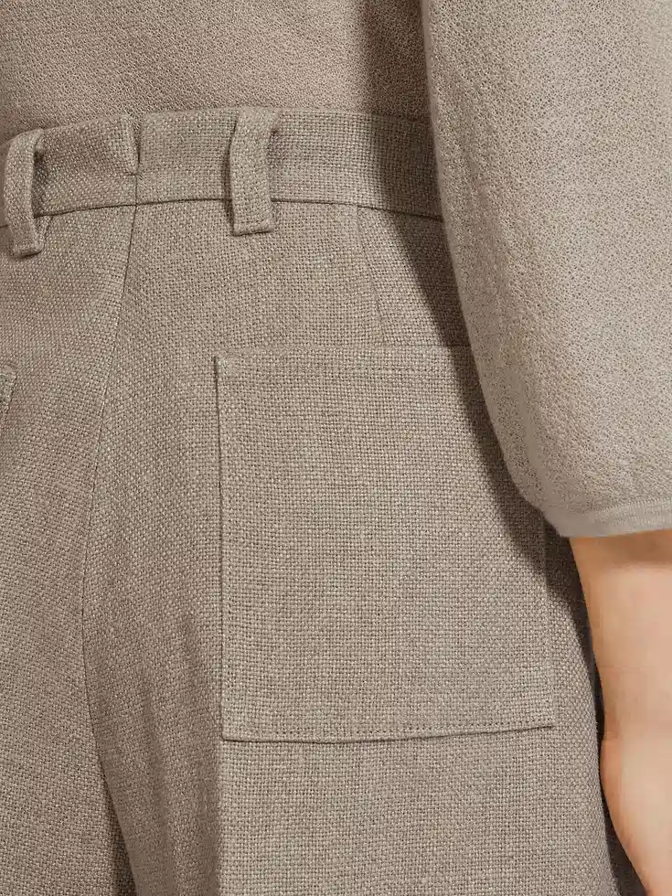 Pantaloni in lino beige mélange