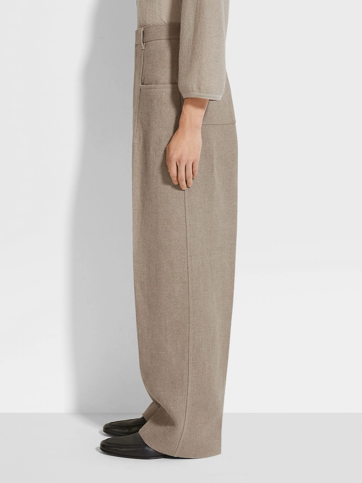 Pantaloni in lino beige mélange Pantaloni in lino beige mélange