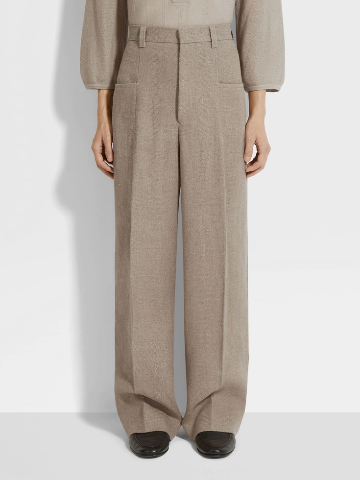 Pantaloni in lino beige mélange Pantaloni in lino beige mélange