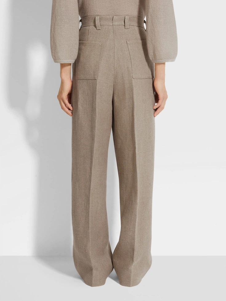 Pantaloni in lino beige mélange Pantaloni in lino beige mélange