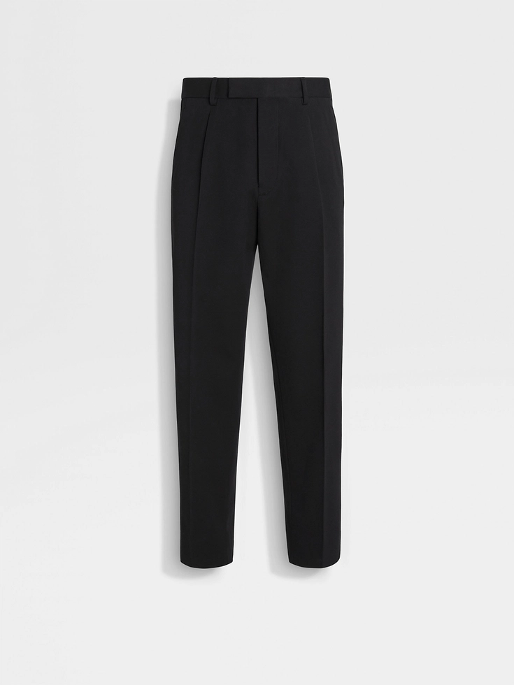 Pantaloni neri in cotone e lana