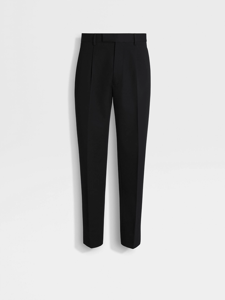 Pantaloni neri in cotone e lana