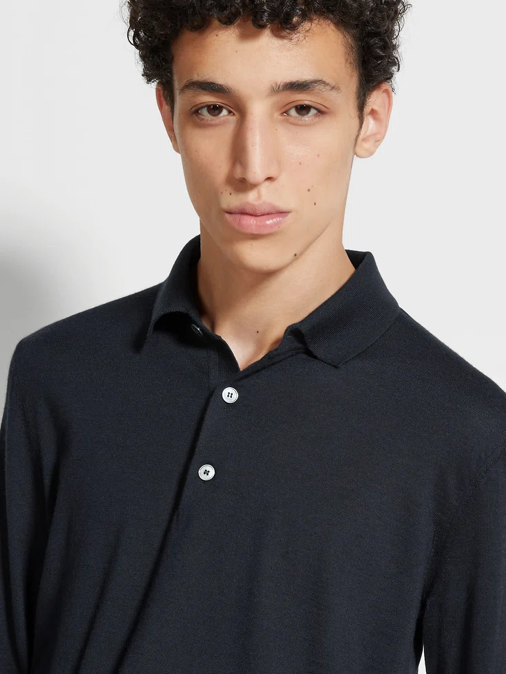 Polo Cashseta blu navy mélange