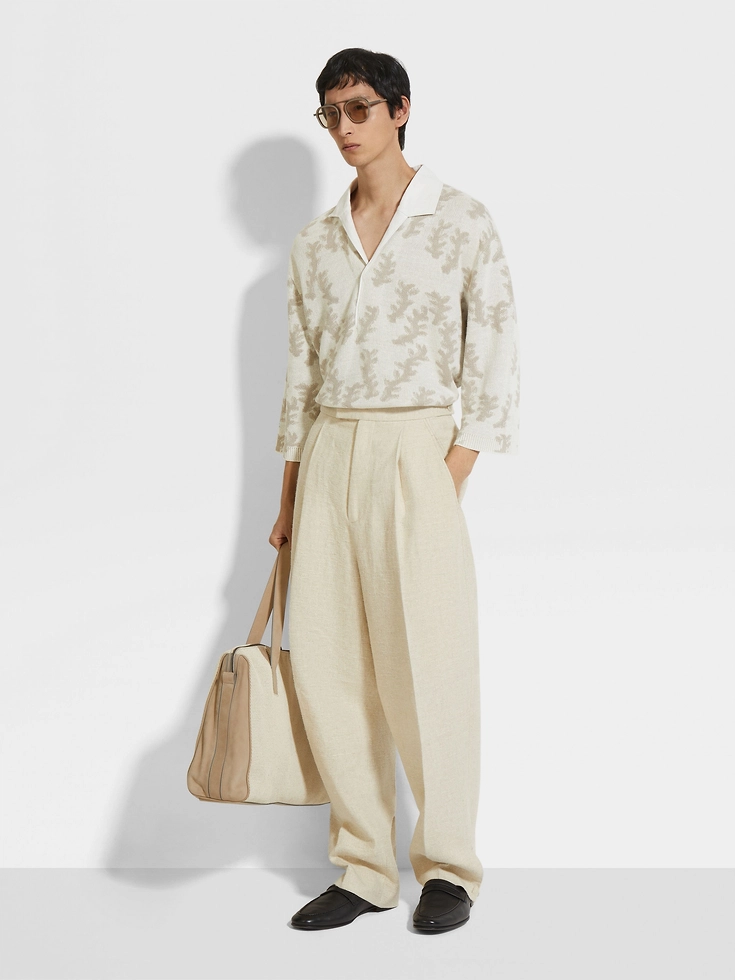 Polo Oasi Lino bianca e beige chiaro Polo Oasi Lino bianca e beige chiaro