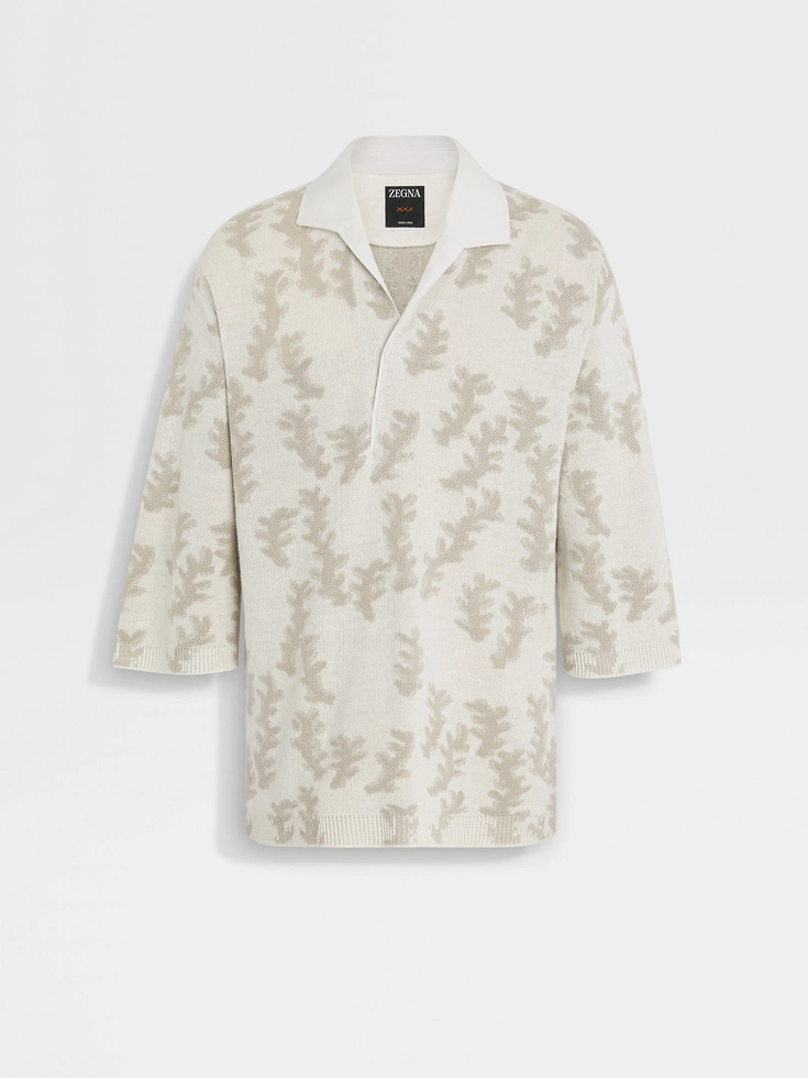Polo Oasi Lino bianca e beige chiaro