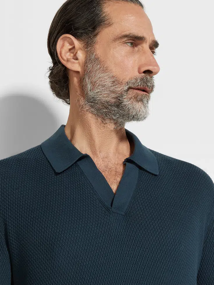 Polo in cotone premium blu petrolio scuro