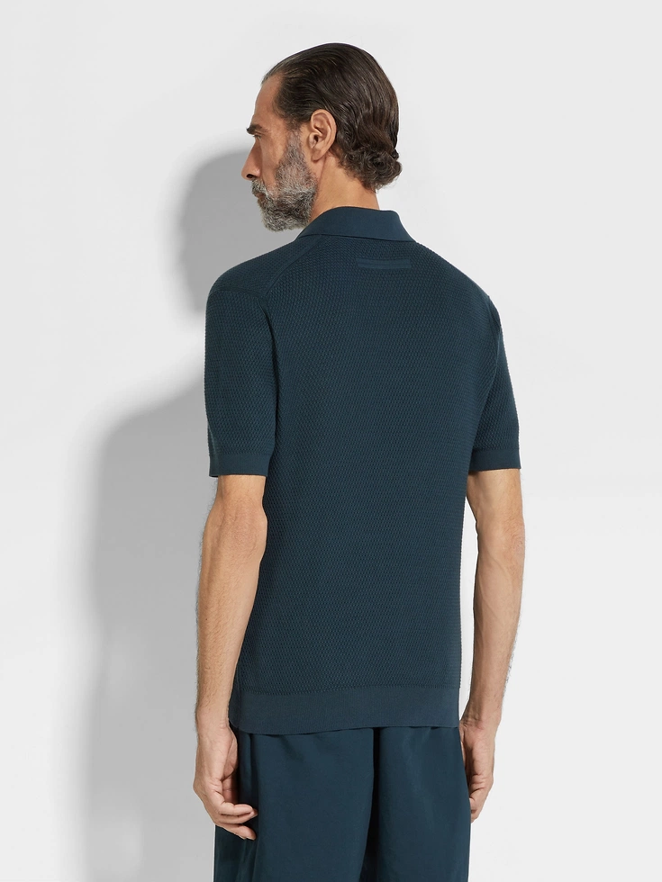 Polo in cotone premium blu petrolio scuro Polo in cotone premium blu petrolio scuro