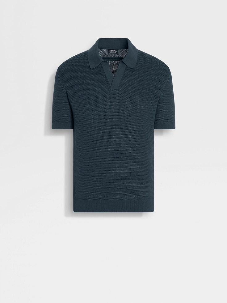 Polo in cotone premium blu petrolio scuro