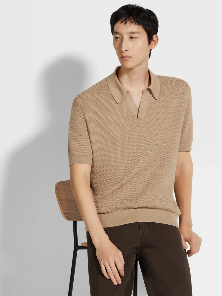 Polo in cotone premium color tortora chiaro Polo in cotone premium color tortora chiaro