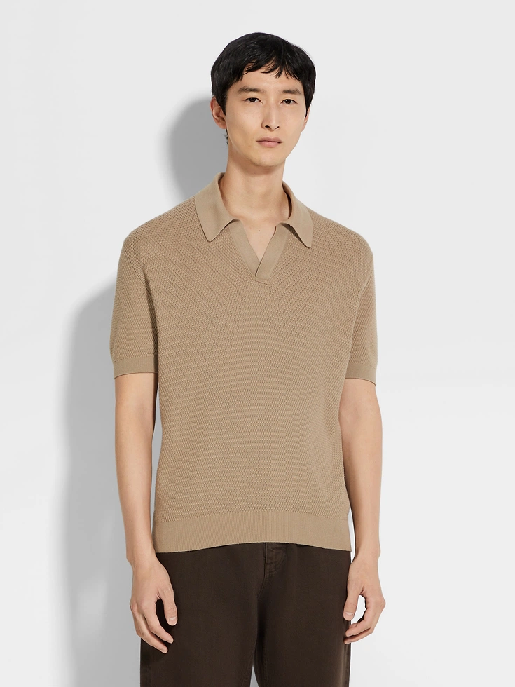 Polo in cotone premium color tortora chiaro Polo in cotone premium color tortora chiaro