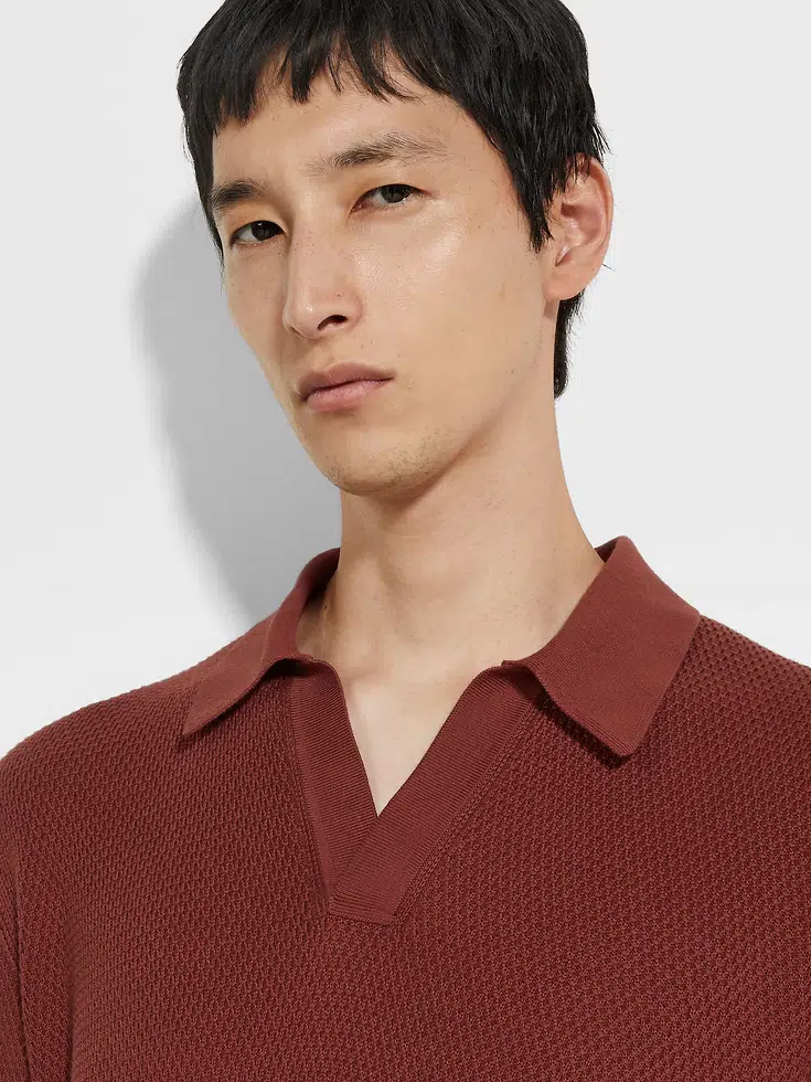 Polo in cotone premium rosso mattone