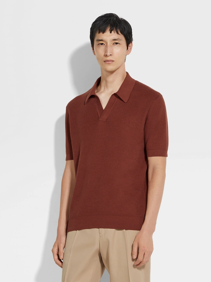 Polo in cotone premium rosso mattone Polo in cotone premium rosso mattone