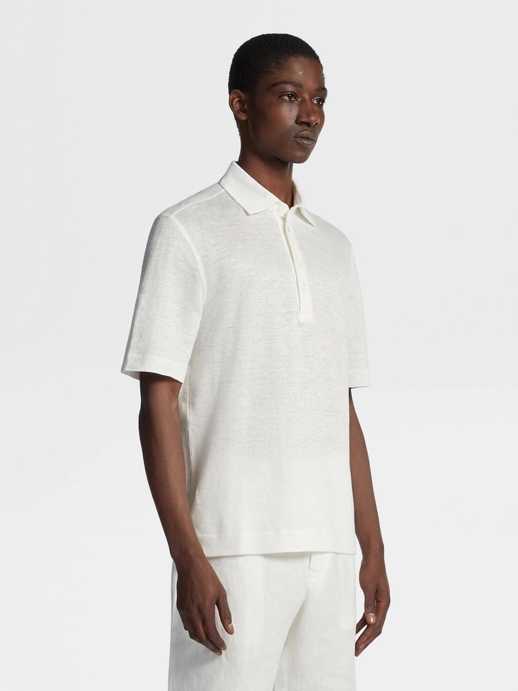 Polo in lino bianco