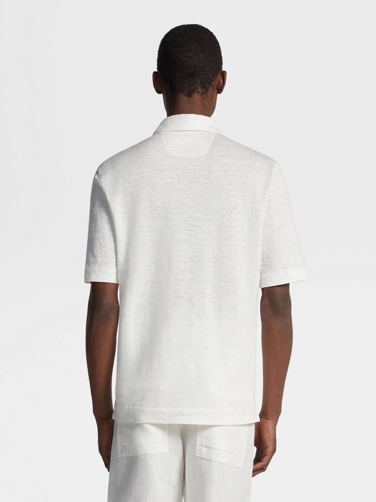 Polo in lino bianco Polo in lino bianco