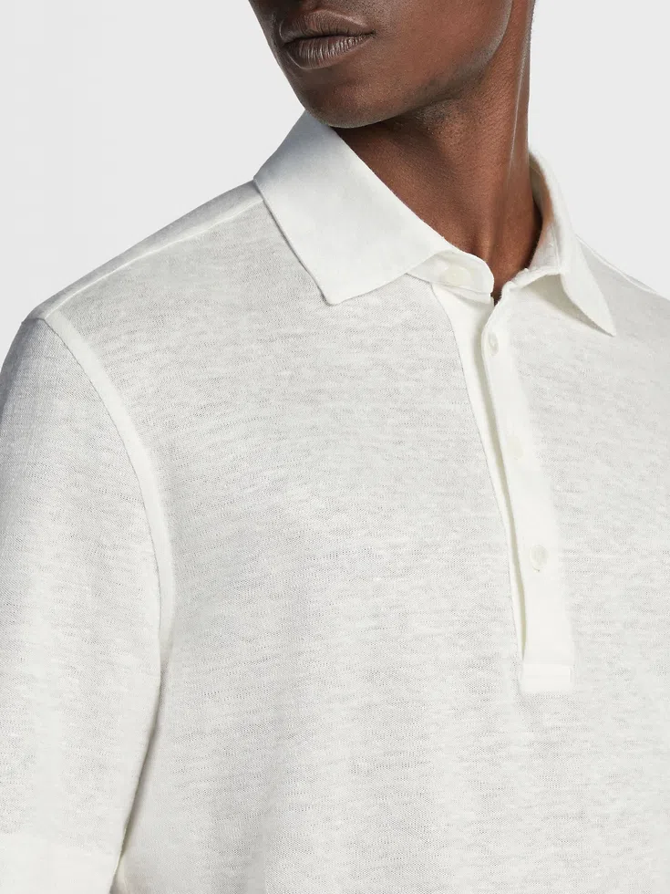Polo in lino bianco Polo in lino bianco
