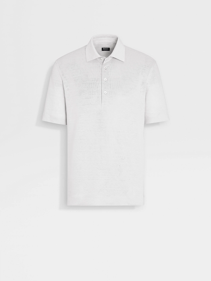 Polo in lino bianco ottico