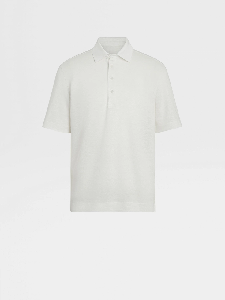 Polo in lino bianco