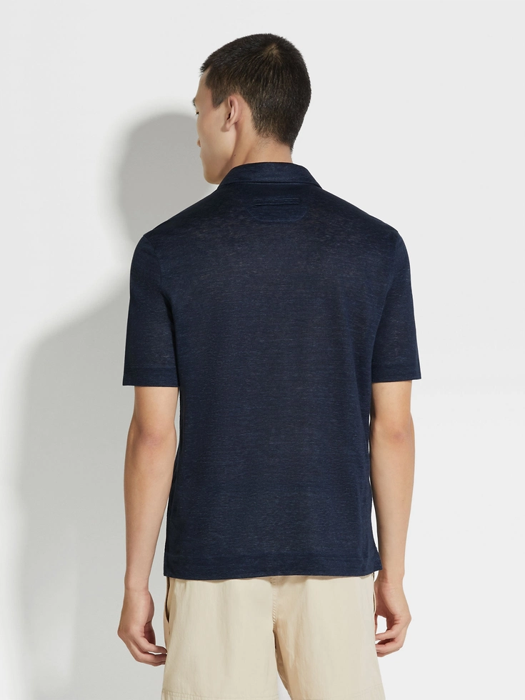 Polo in lino blu navy Polo in lino blu navy