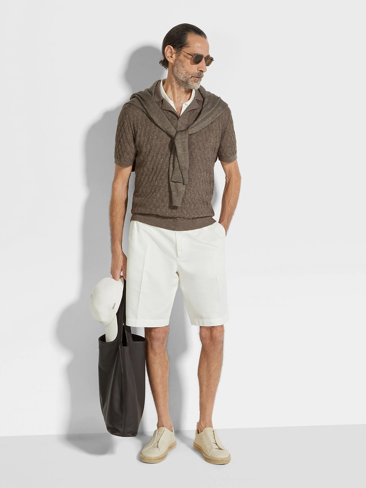 Polo in seta, cashmere e lino color talpa scuro mélange Polo in seta, cashmere e lino color talpa scuro mélange