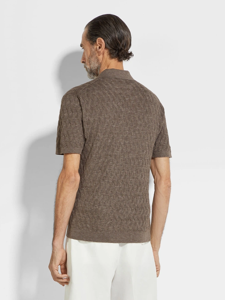 Polo in seta, cashmere e lino color talpa scuro mélange Polo in seta, cashmere e lino color talpa scuro mélange