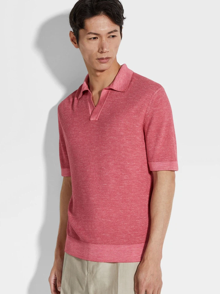 Polo in seta, cashmere e lino mélange fucsia Polo in seta, cashmere e lino mélange fucsia