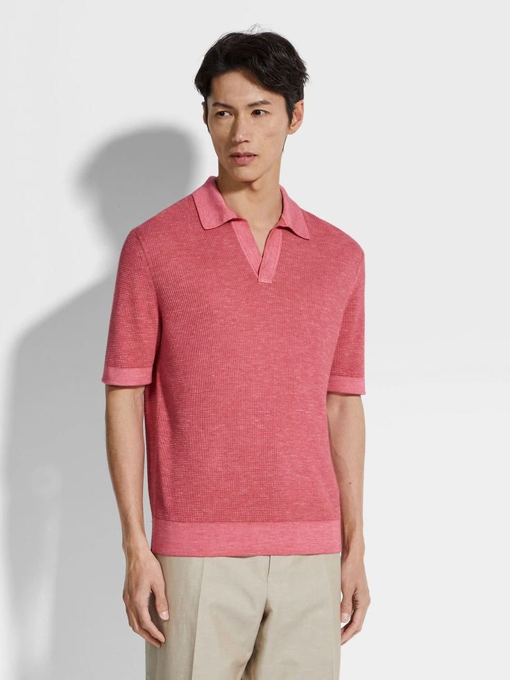 Polo in seta, cashmere e lino mélange fucsia Polo in seta, cashmere e lino mélange fucsia