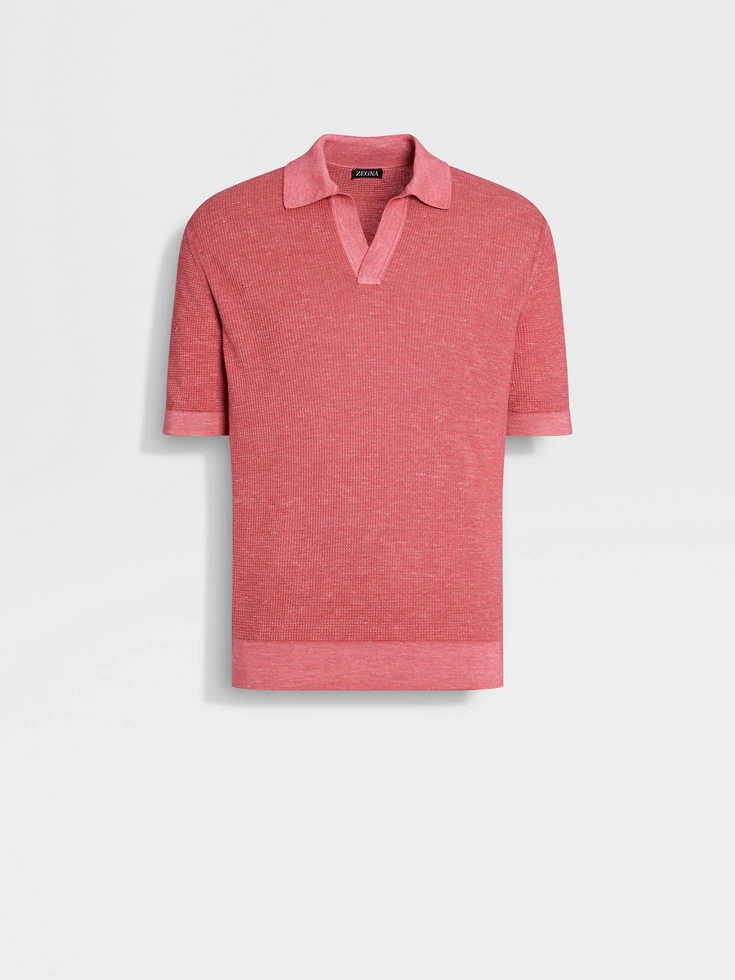 Polo in seta, cashmere e lino mélange fucsia