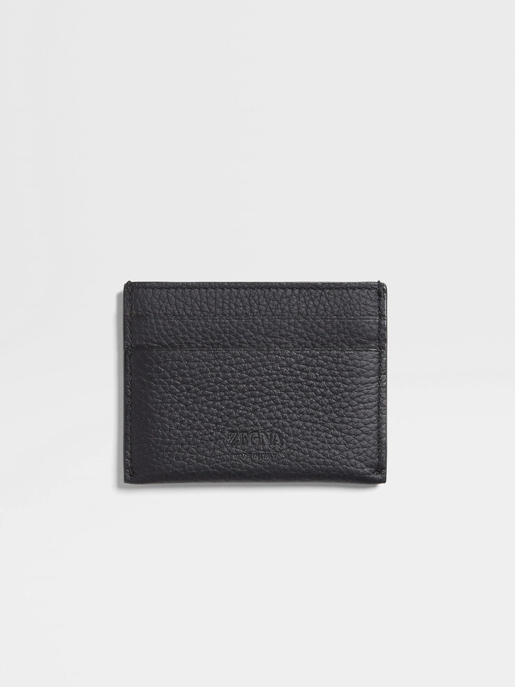 Porta carte in pelle di daino nera Porta carte in pelle di daino nera