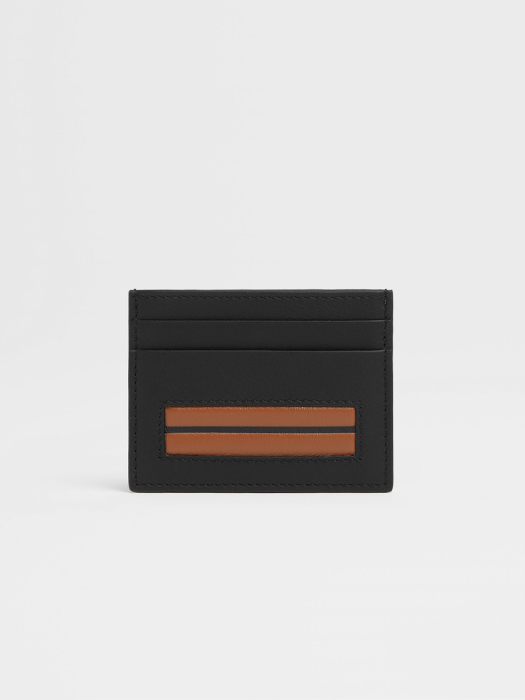 Porta carte in pelle nera
