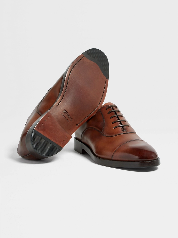 Scarpe Oxford Torino in pelle marrone chiaro