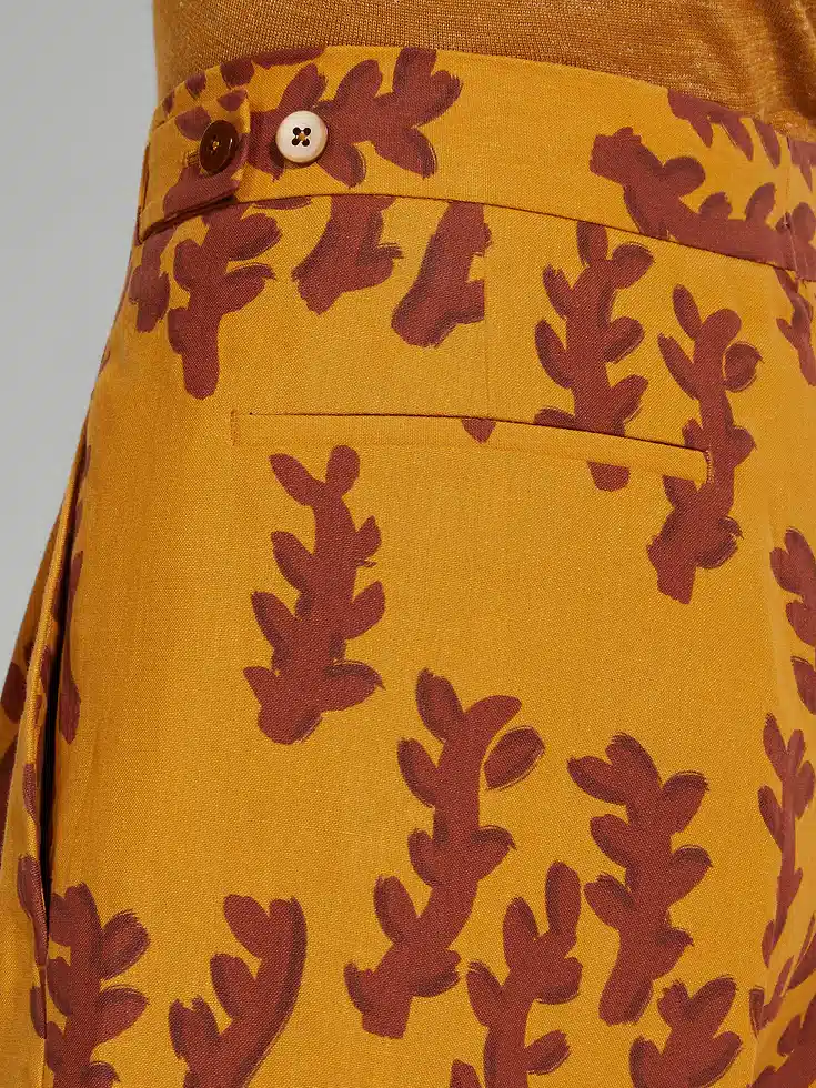 Shorts Oasi Lino color ocra e rosso mattone